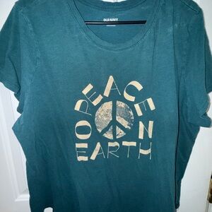 Old Navy Teal Graphic Peace Tee